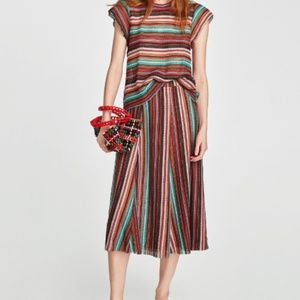 Knit A-Line Skirt, Vertical Stripe, Zara, NWT